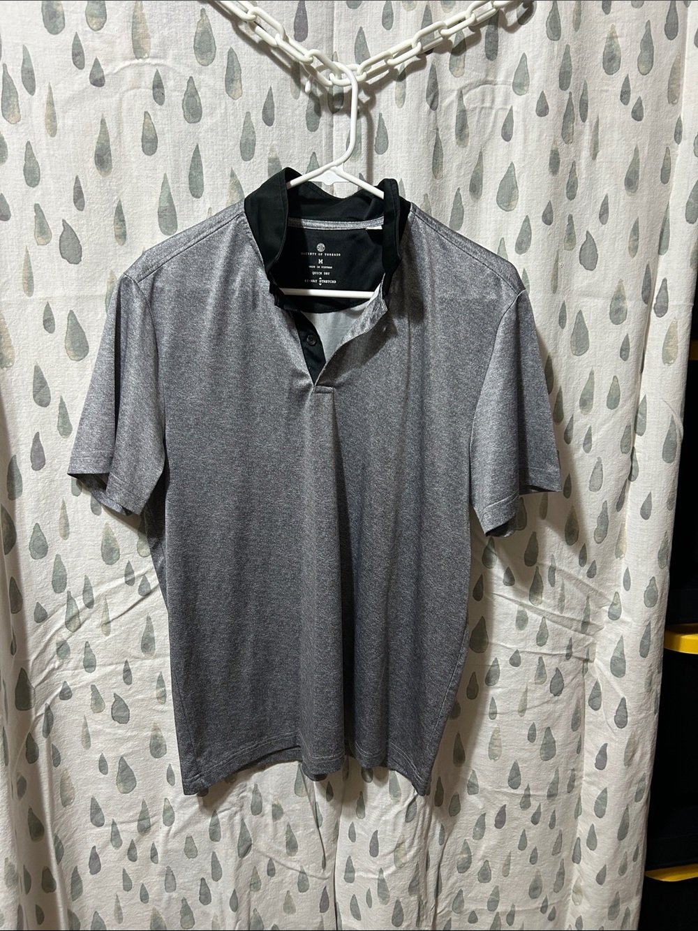 Society Of Threads Gray Polo with Black Contrast Collar - M